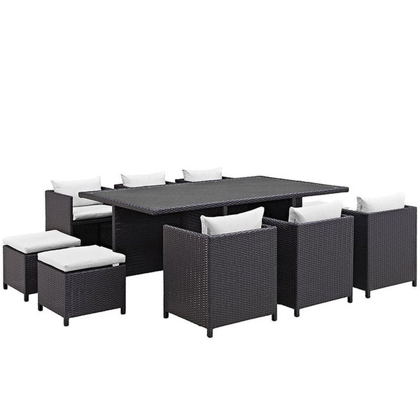 Reversal 11 Piece Outdoor Patio Dining Set in Espresso White