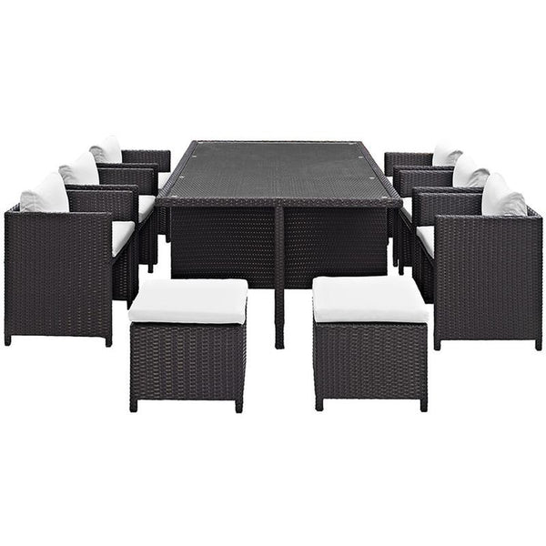 Reversal 11 Piece Outdoor Patio Dining Set in Espresso White