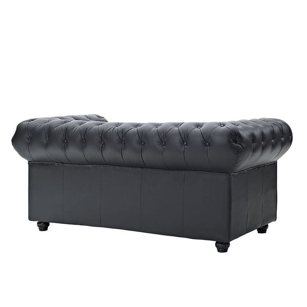 Chesterfield Leather Loveseat in Black by Furniture and Things