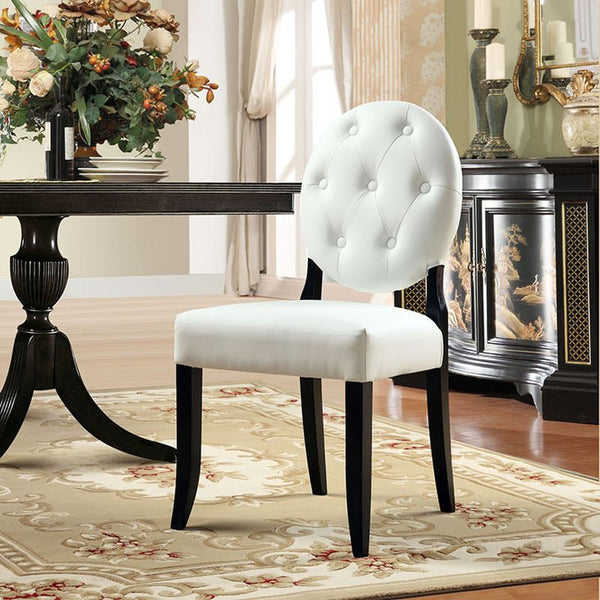 Button Dining Side Chair in White