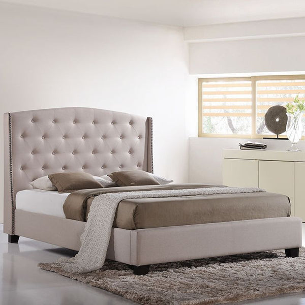 Lydia Queen Bed in Beige