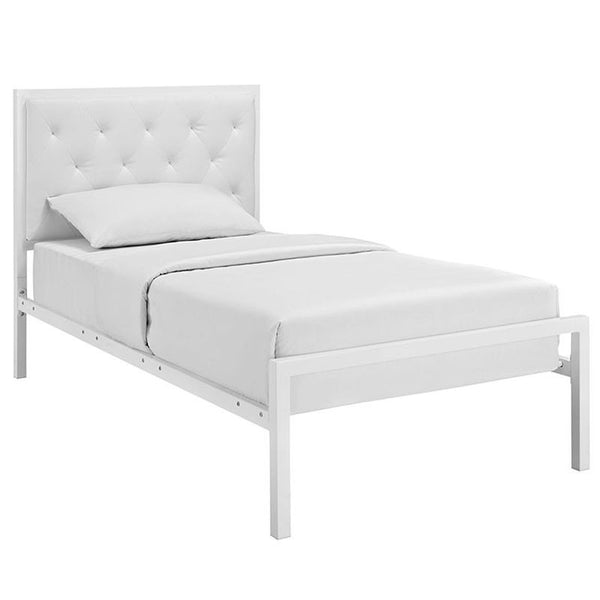 Mia Twin Vinyl Bed in White White