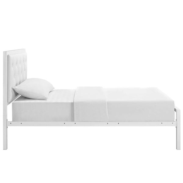 Mia Twin Vinyl Bed in White White