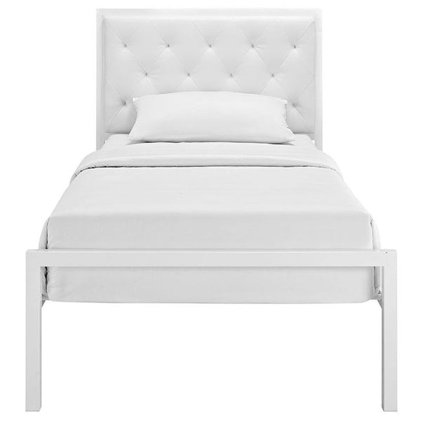 Mia Twin Vinyl Bed in White White