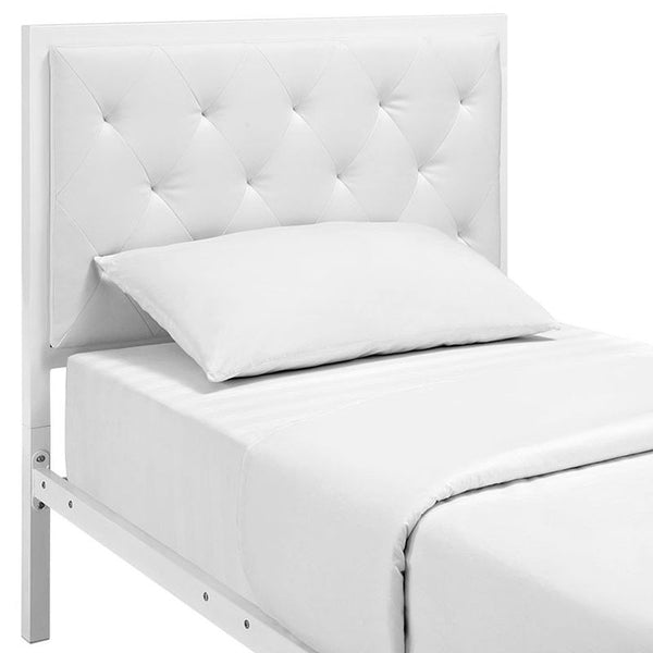 Mia Twin Vinyl Bed in White White