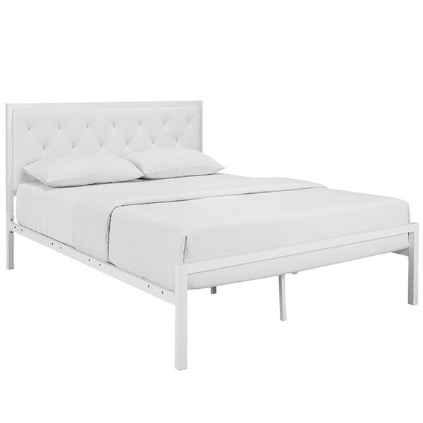 Mia Queen Vinyl Bed in White White