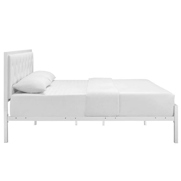 Mia Queen Vinyl Bed in White White