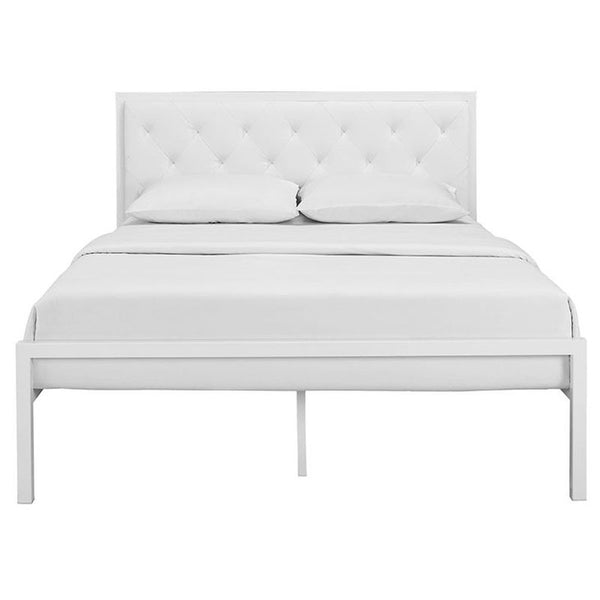 Mia Queen Vinyl Bed in White White