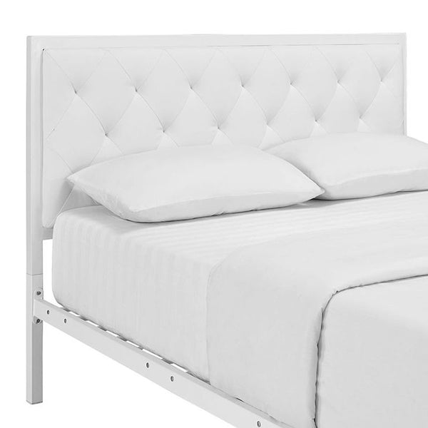 Mia Queen Vinyl Bed in White White