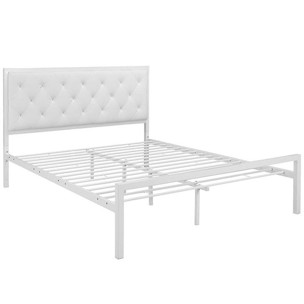 Mia Queen Vinyl Bed in White White