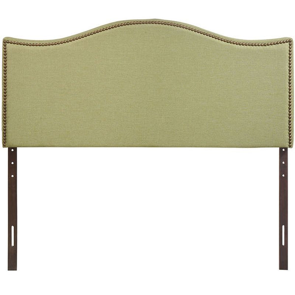Curl Queen Nailhead Upholstered Headboard in Green
