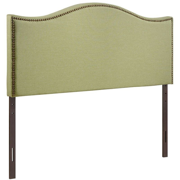 Curl Queen Nailhead Upholstered Headboard in Green