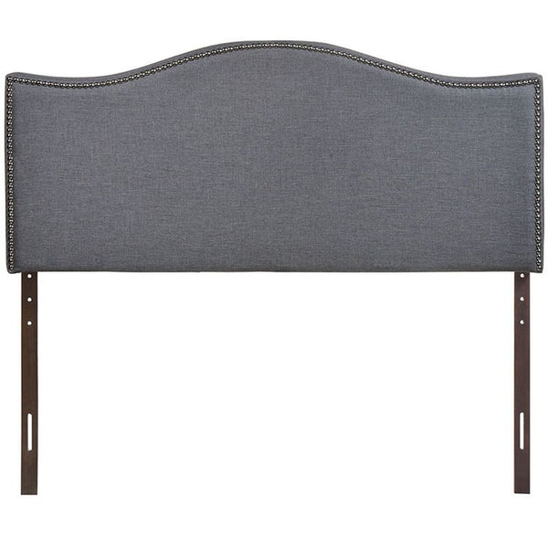 Curl Queen Nailhead Upholstered Headboard in Smoke