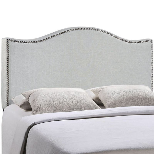 Curl Full Nailhead Upholstered Headboard in Sky Gray
