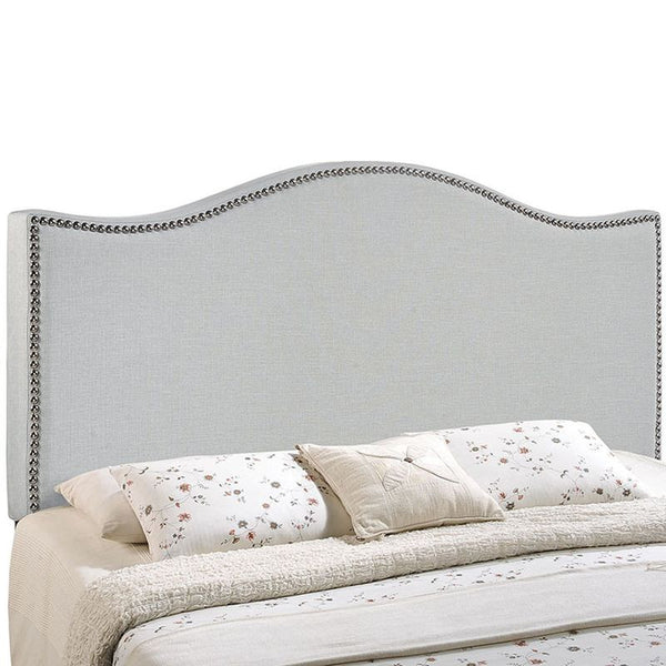 Curl Full Nailhead Upholstered Headboard in Sky Gray