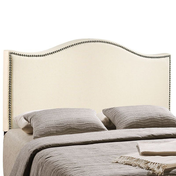 Curl Full Nailhead Upholstered Headboard in Ivory
