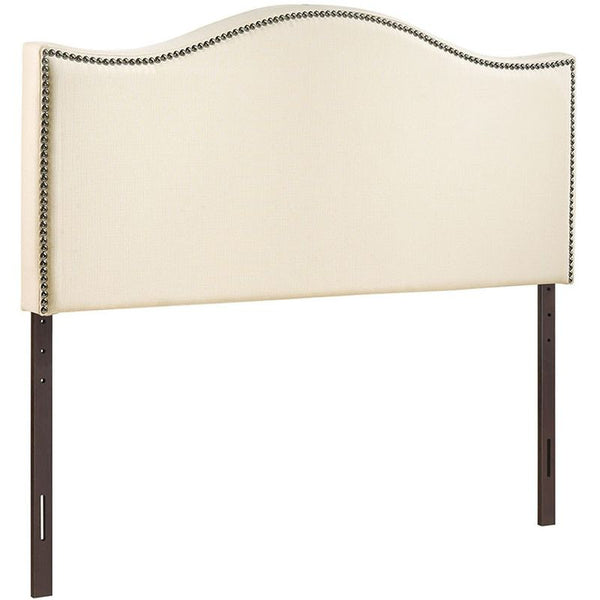 Curl Full Nailhead Upholstered Headboard in Ivory
