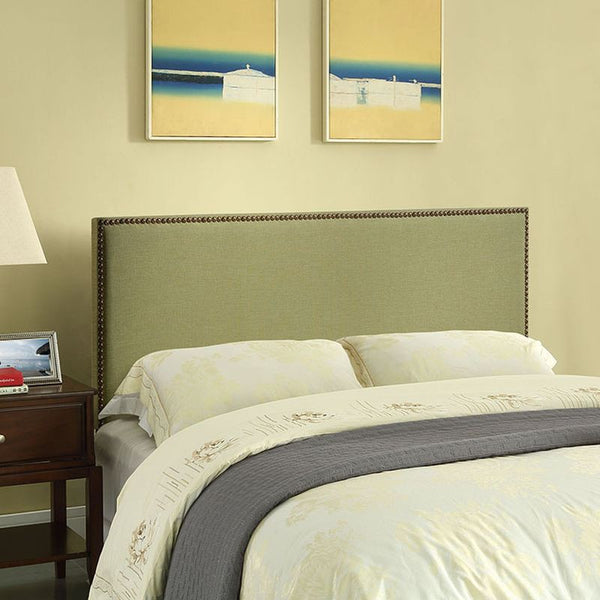 Region Queen Nailhead Upholstered Headboard in Green