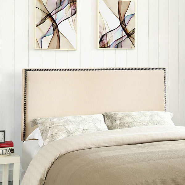 Region Queen Nailhead Upholstered Headboard in Ivory