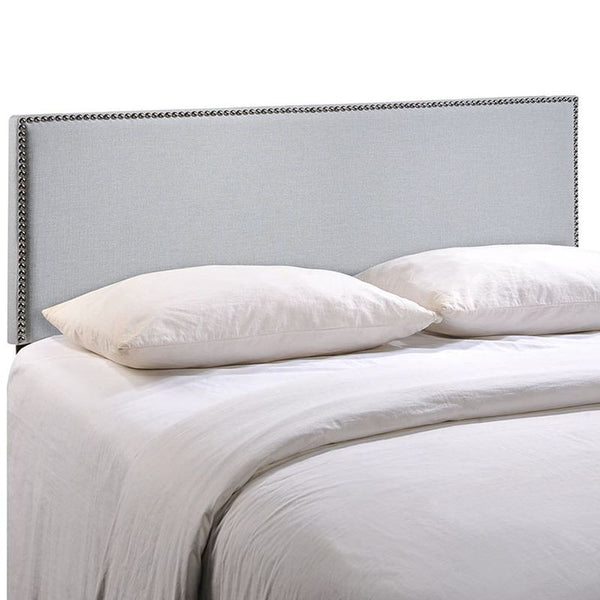 Region King Nailhead Upholstered Headboard in Sky Gray