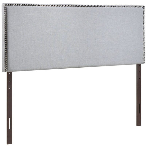 Region King Nailhead Upholstered Headboard in Sky Gray