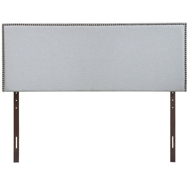 Region King Nailhead Upholstered Headboard in Sky Gray