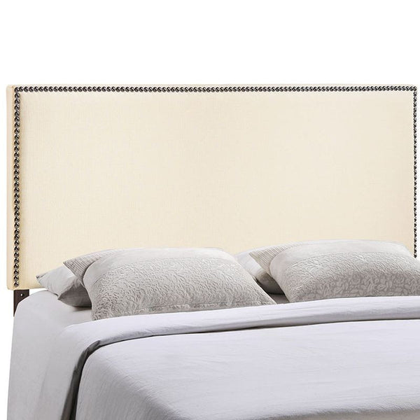 Region King Nailhead Upholstered Headboard in Ivory