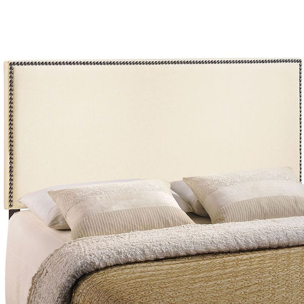 Region King Nailhead Upholstered Headboard in Ivory