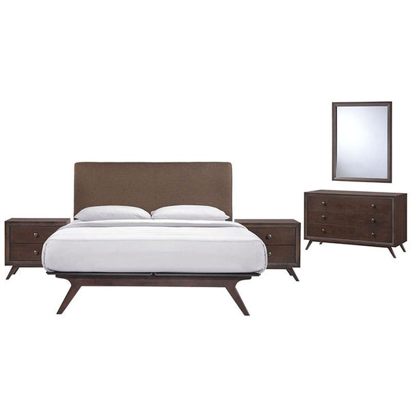 Tracy 5 Piece Queen Bedroom Set in Cappuccino Brown