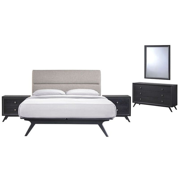 Addison 5 Piece Queen Bedroom Set in Black Gray