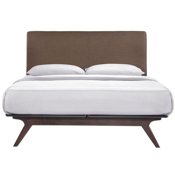 Tracy King Wood Bed in Cappuccino Brown
