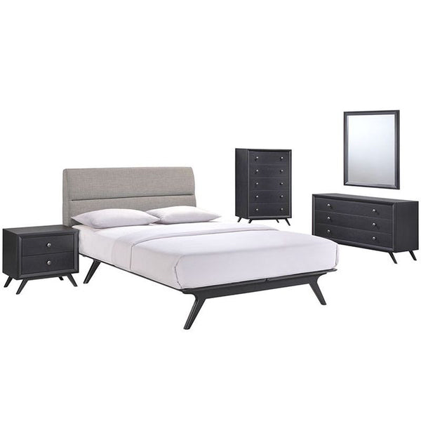 Addison 5 Piece Queen Bedroom Set in Black Gray