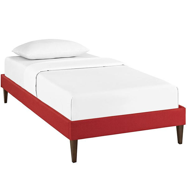 Sharon Twin Fabric Bed Frame with Squared Tapered Legs in Atomic Red