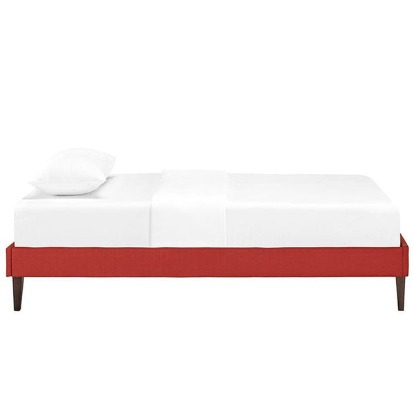 Sharon Twin Fabric Bed Frame with Squared Tapered Legs in Atomic Red