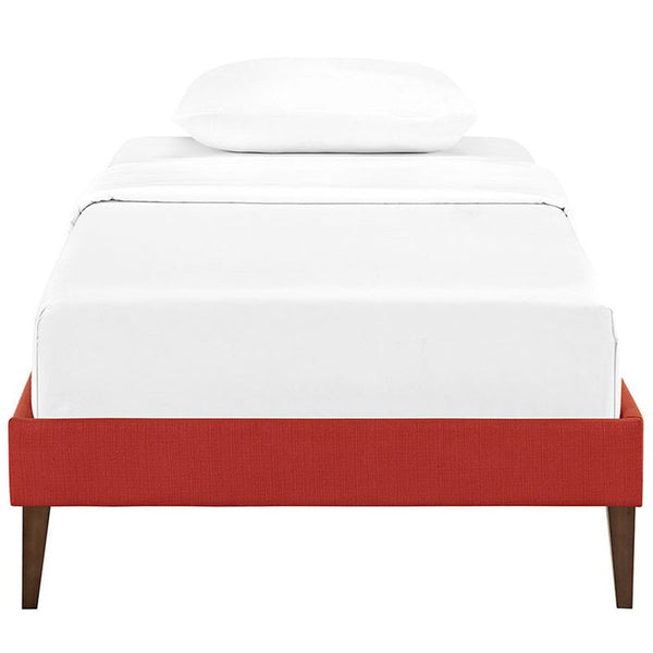 Sharon Twin Fabric Bed Frame with Squared Tapered Legs in Atomic Red