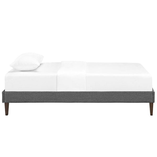 Sharon Twin Fabric Bed Frame with Squared Tapered Legs in Gray