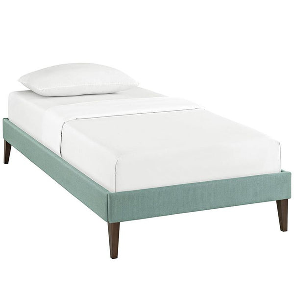 Sharon Twin Fabric Bed Frame with Squared Tapered Legs in Laguna