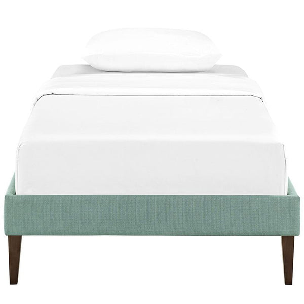 Sharon Twin Fabric Bed Frame with Squared Tapered Legs in Laguna