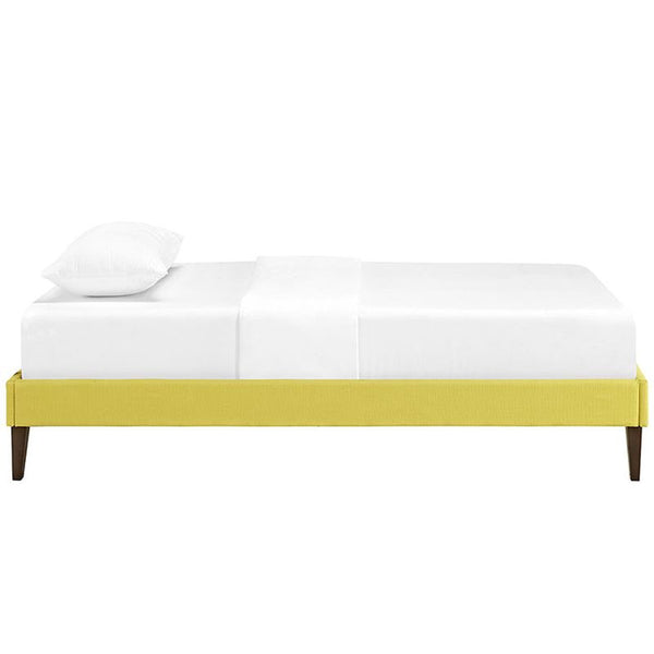 Sharon Twin Fabric Bed Frame with Squared Tapered Legs in Sunny