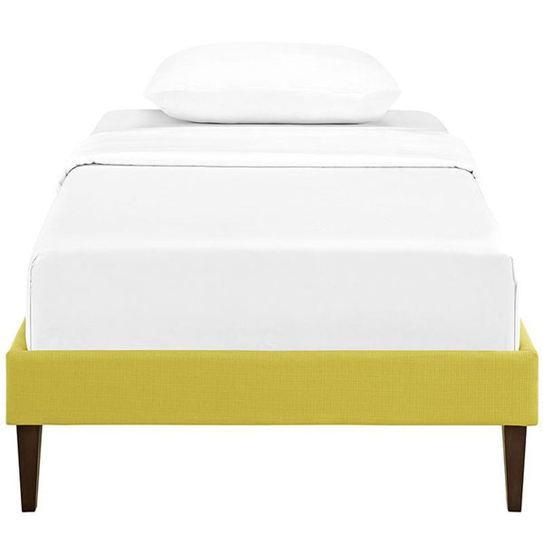 Sharon Twin Fabric Bed Frame with Squared Tapered Legs in Sunny