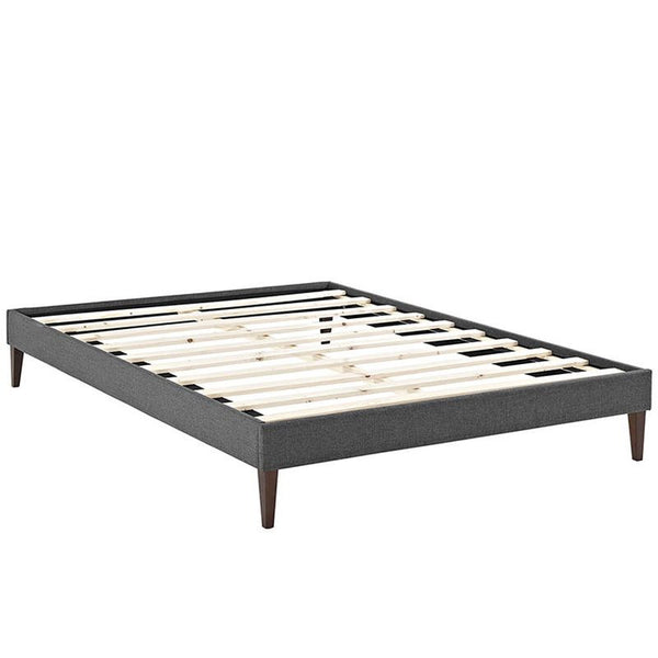 Sharon Full Fabric Bed Frame with Squared Tapered Legs in Gray