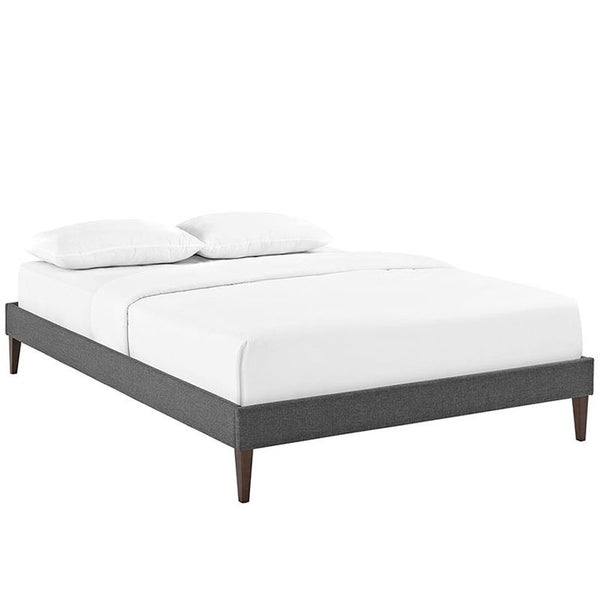 Sharon Full Fabric Bed Frame with Squared Tapered Legs in Gray