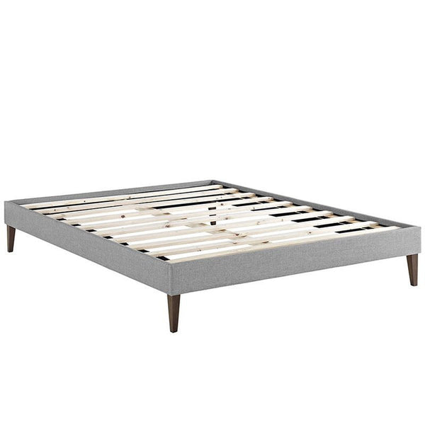 Sharon Full Fabric Bed Frame with Squared Tapered Legs in Light Gray
