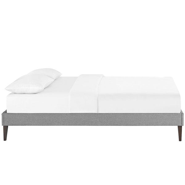 Sharon Full Fabric Bed Frame with Squared Tapered Legs in Light Gray