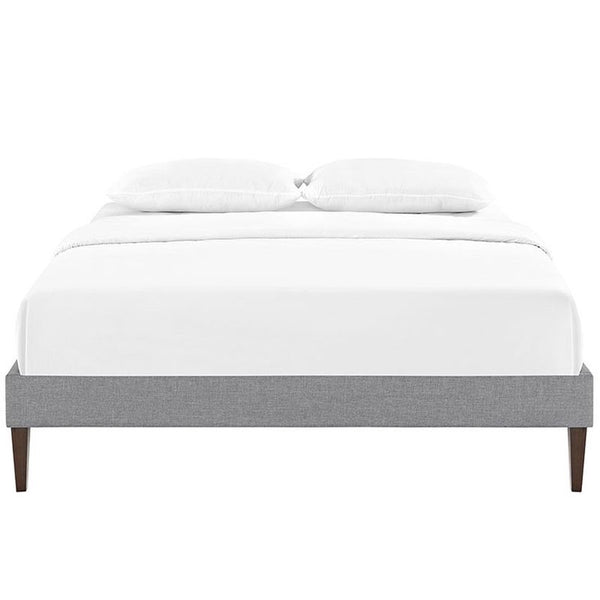 Sharon Full Fabric Bed Frame with Squared Tapered Legs in Light Gray