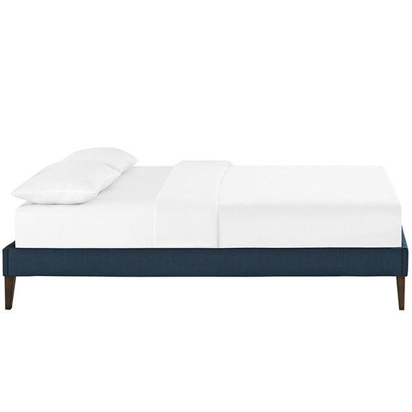 Sharon Queen Fabric Bed Frame with Squared Tapered Legs in Azure