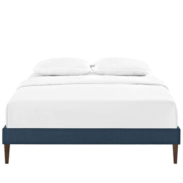 Sharon Queen Fabric Bed Frame with Squared Tapered Legs in Azure