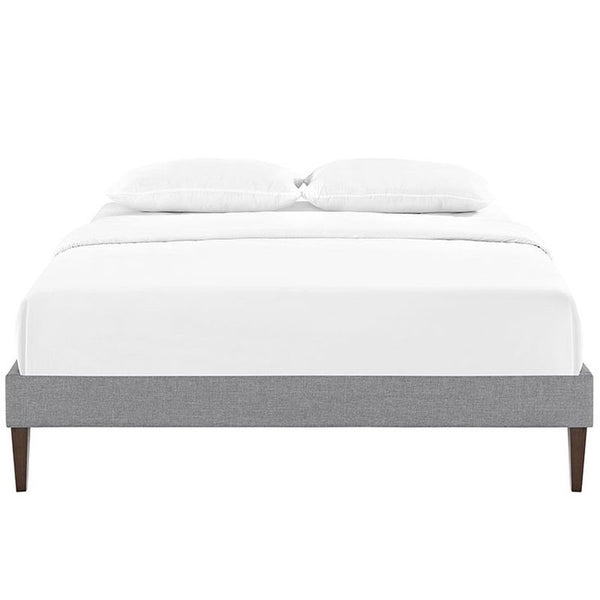 Sharon Queen Fabric Bed Frame with Squared Tapered Legs in Light Gray