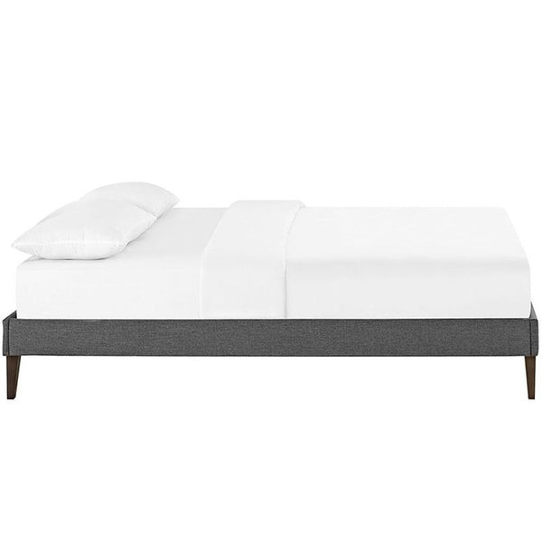 Sharon King Fabric Bed Frame with Squared Tapered Legs in Gray