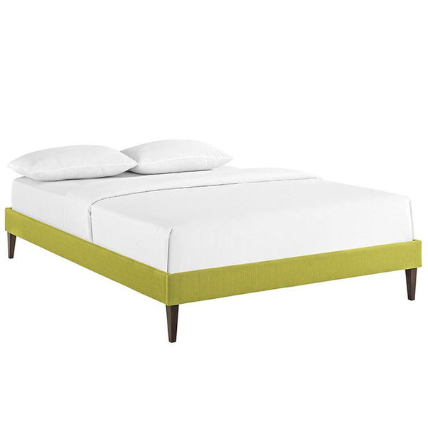 Sharon King Fabric Bed Frame with Squared Tapered Legs in Wheatgrass